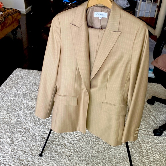 Calvin Klein Other - Brand new womens size 10 taupe and with pin stripe Calvin Klein classy suit.